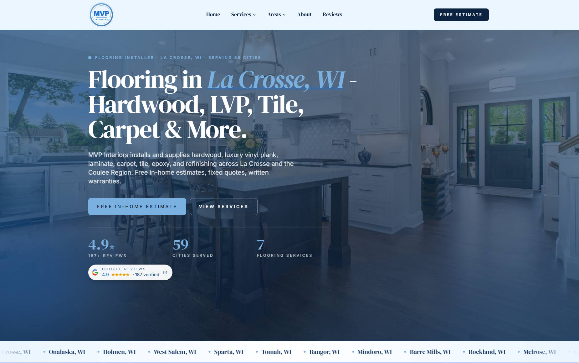 MVP Interiors - La Crosse Wisconsin flooring installer website built by Thorwell Group