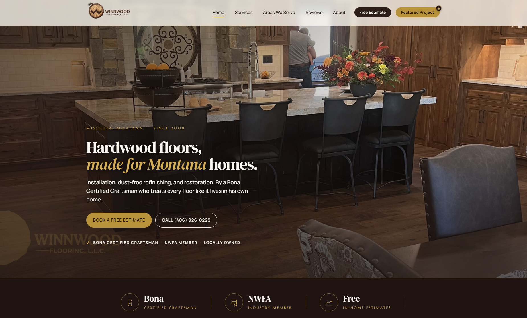 Winnwood Flooring - Missoula, Montana hardwood floor specialist website built by Thorwell Group